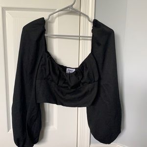 Black Cropped Princess Polly Long Sleeve Top